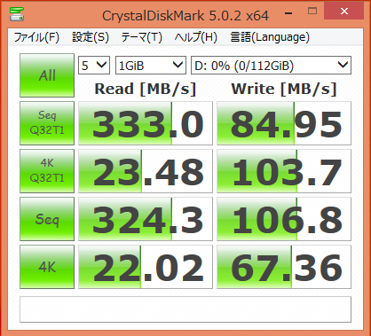 キングストン SV300 120GB ベンチマーク